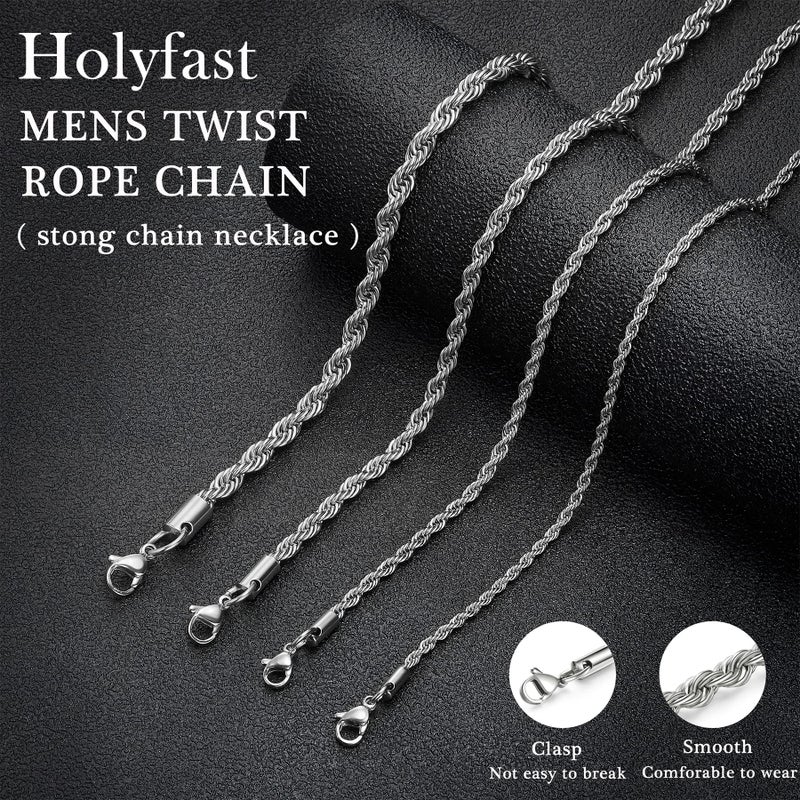 HolyFast Twist Chain Necklace - Stainless Steel Rope Jewelry for Men & Women - Image 5